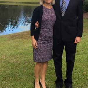 Ann Taylor Sleeveless Stretch Dress 6P Purple/pink, Black, & White